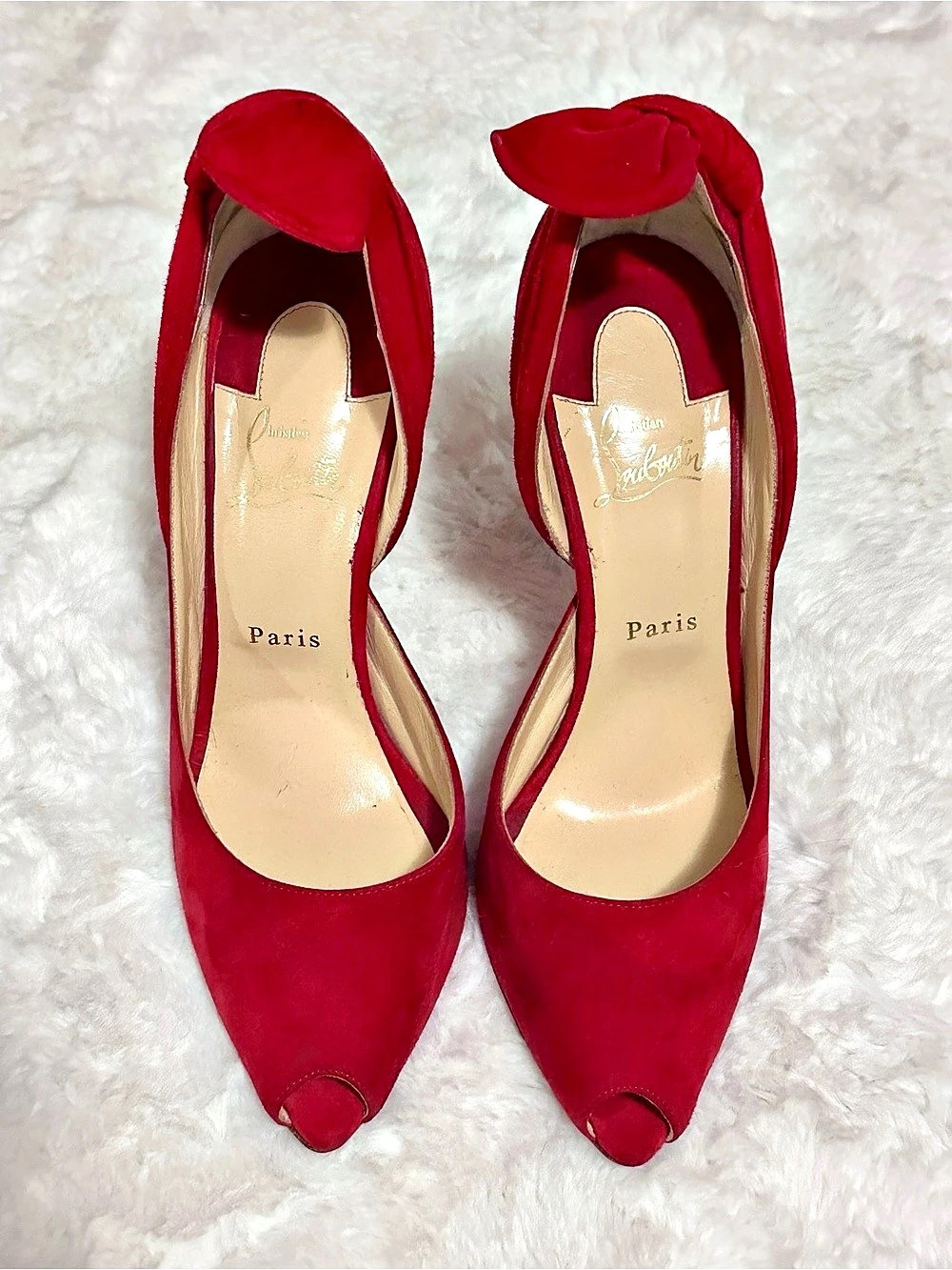 Christian Louboutin Barbara 100 Suede Heels Red EU 40 1⁄2